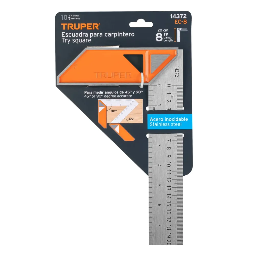 Escuadra 8" para carpintero con mango 100% de aluminio Truper