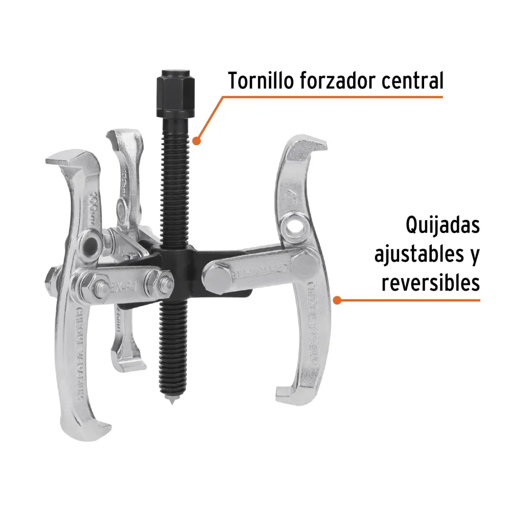 Extractor de poleas, 3 quijadas, 4", Truper