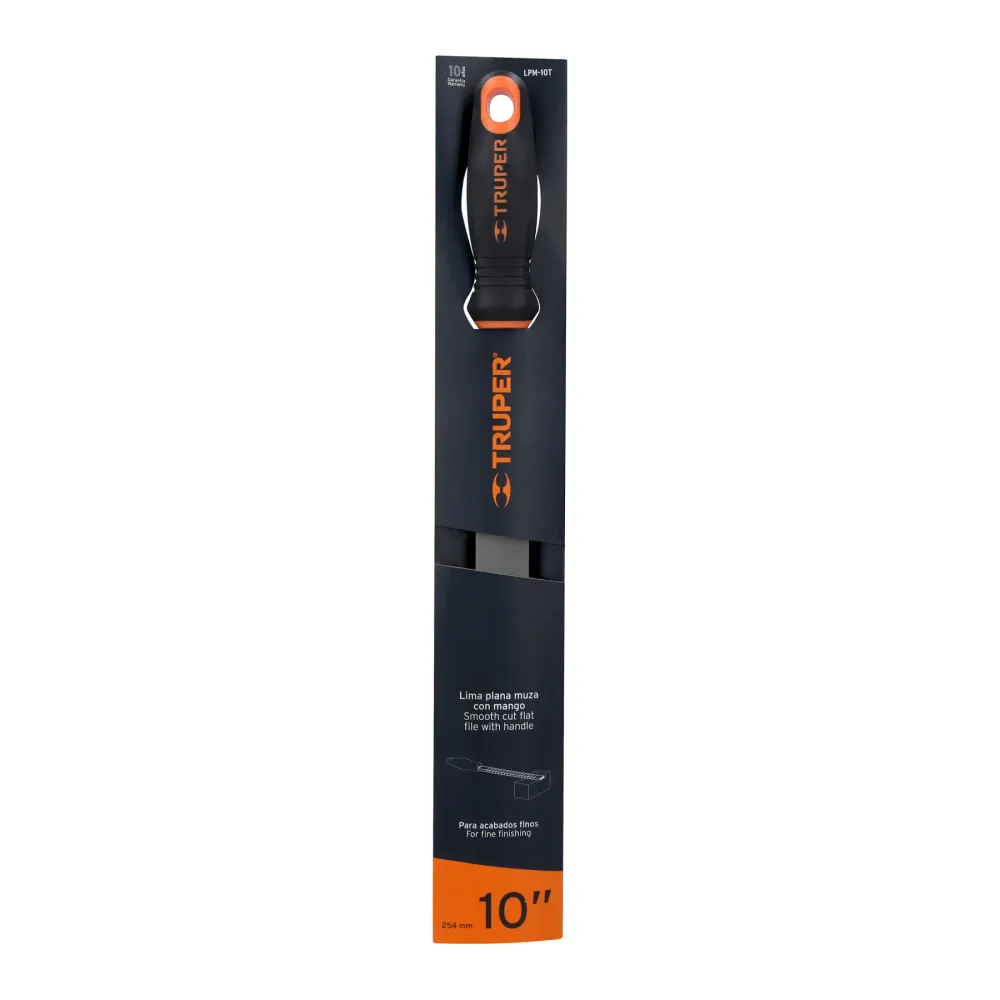Lima plana muza 10" con mango doble inyección, Truper