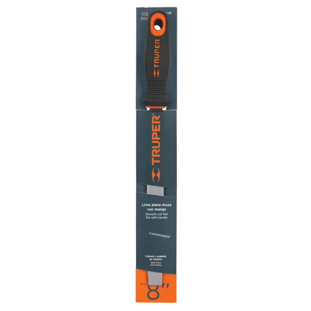 Lima plana muza 8" con mango doble inyección, Truper