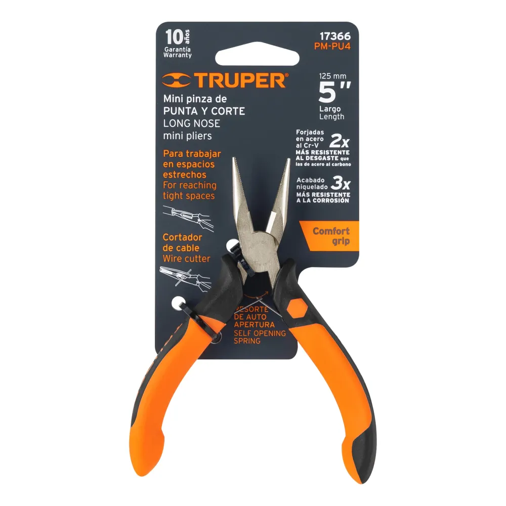 Mini pinza de punta y corte 5" mango Comfort Grip, Truper