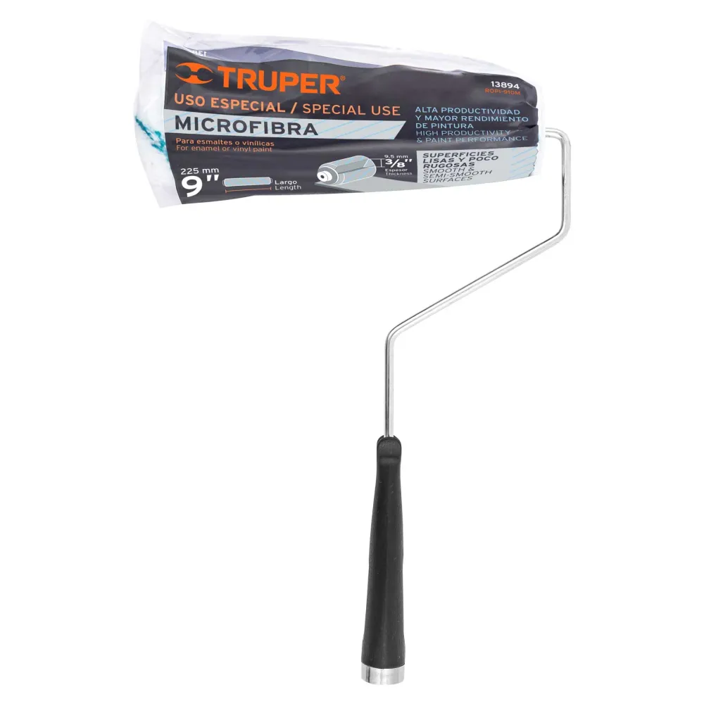Rodillo para pintar 9" x 3/8" microfibra, sup. poco rugosas Truper