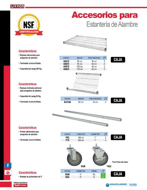 Repisa de alambre 36" Urrea