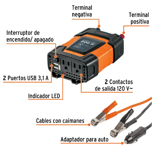Inversor de corriente 200 W