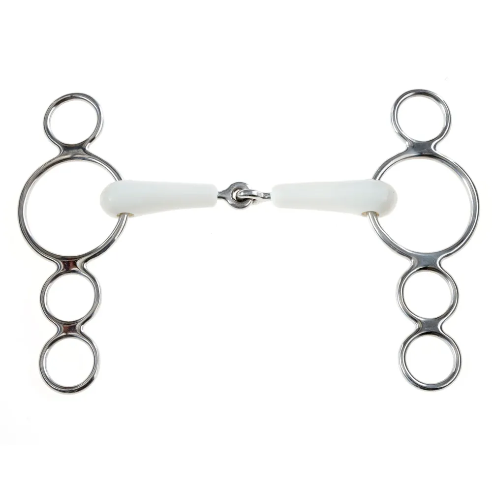 Flexi Jointed 3 Ring Dutch Gag Bit Ivory Alabastro 127 mm