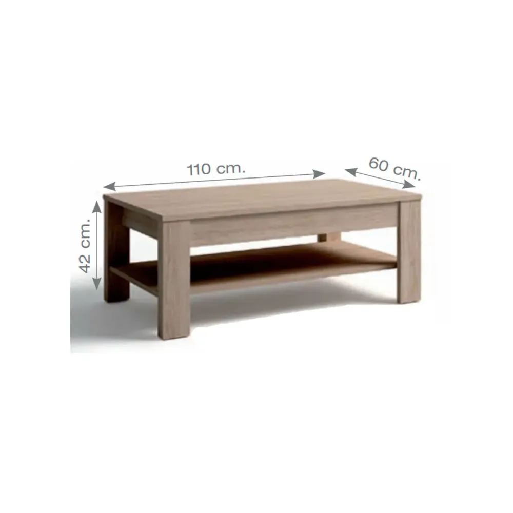 Industrial Pesado Mesa de centro elevable Trend nogal 110 x 60 cm