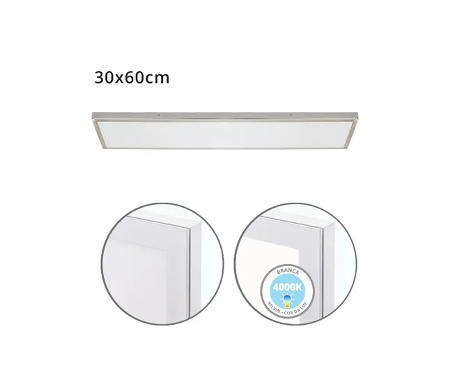panel led rectangular aluminio color niquel serie voltaire 60cm