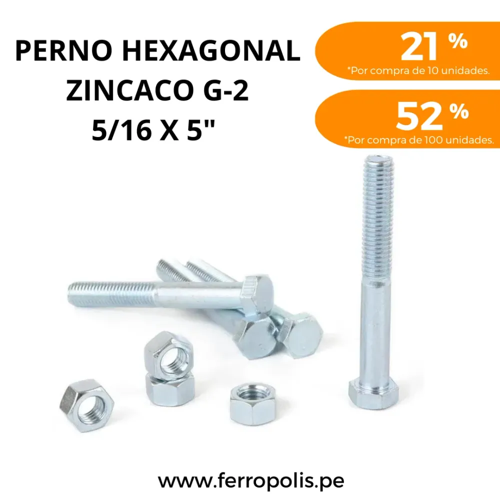 Perno de Anclaje PERNO HEXAGONAL 5/16" x 5" c/t ( x und )