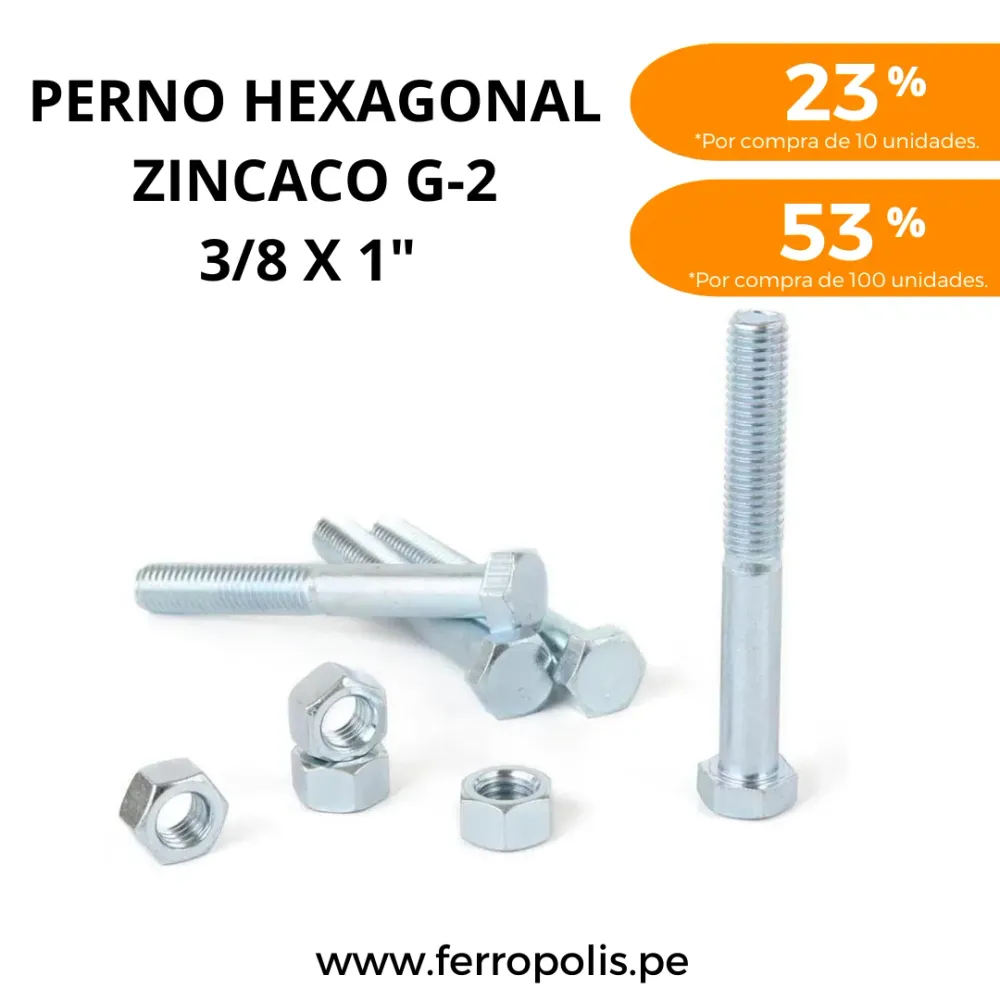 Perno de Anclaje PERNO HEXAGONAL 3/8" x 1" c/t ( x und )