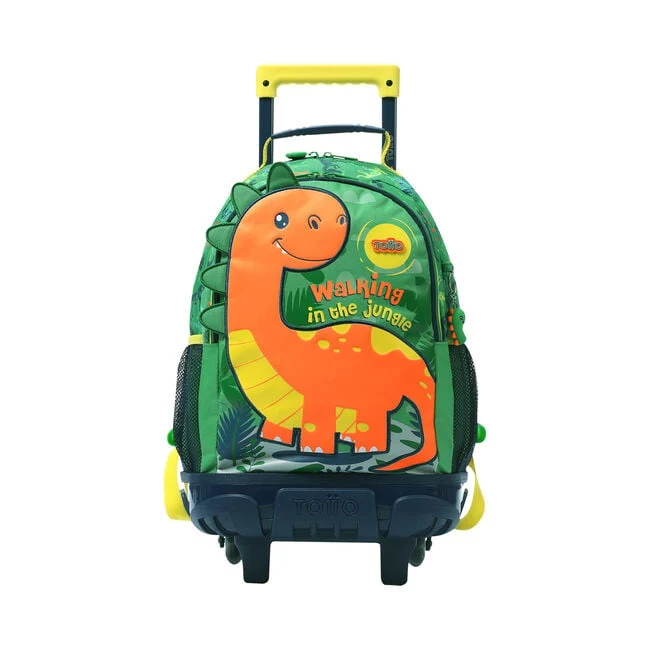 Pomo de Puerta Industrial Mochila Escolar Mediana Con Ruedas Rue Bomper Dinomax Talla M - Totto