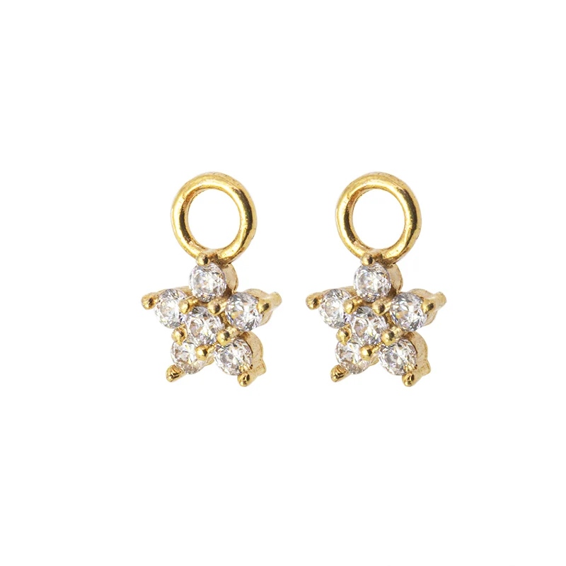 Dije Chapa con Circonia Estrella 8.3x5.5mm Dorado