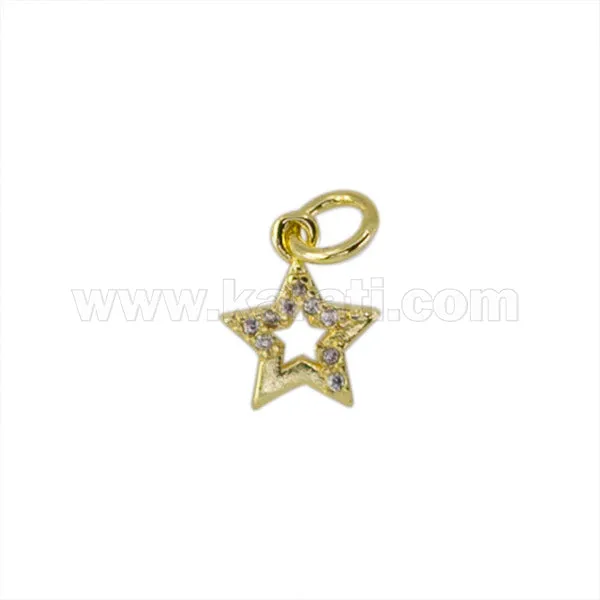 Dije Chapa Estrella con Cristal 10x9mm Blanco