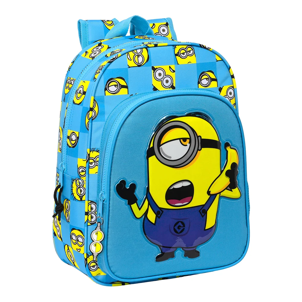 Cubreobjetos Cuadrados Mochila Escolar Pequeñ MINIONS "MINIONSTATIC" Adaptable Carro Talla S - Safta