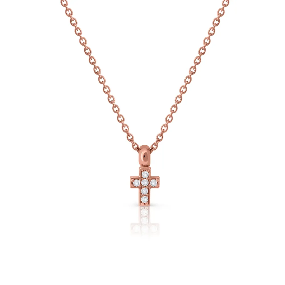 Pink zircon cross necklace