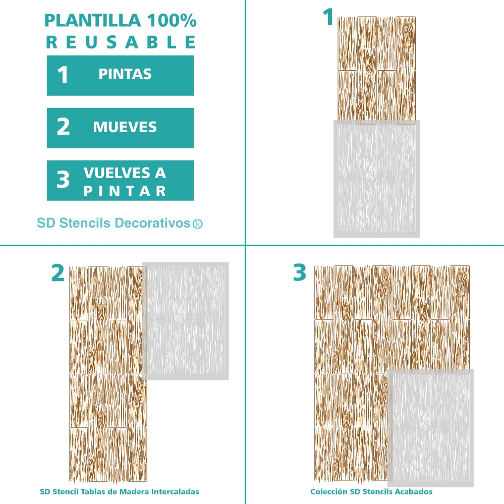 TABLAS DE MADERA INTERCALADAS STENCIL en Azul Hospitalario
