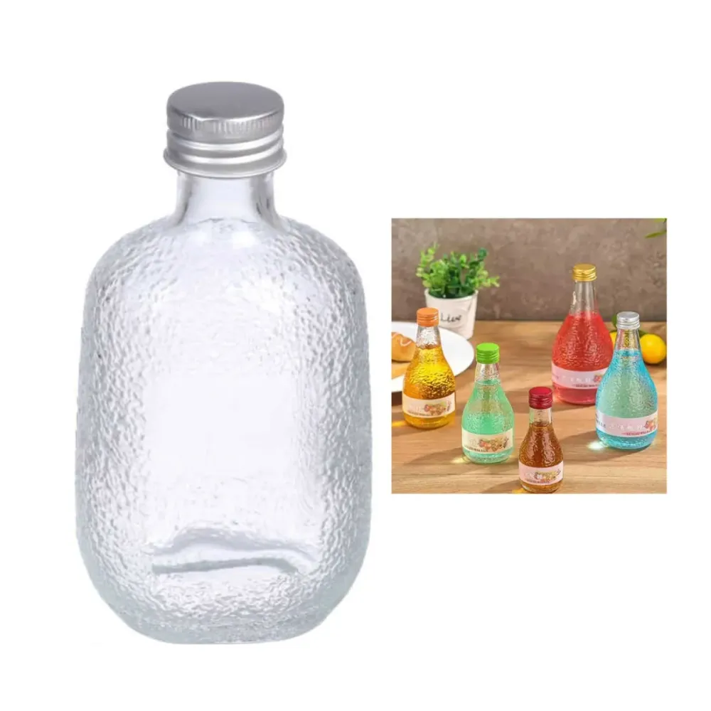 Cubierta de Brida Botellita Redonda Texturizada Estilo Frost Con Tapa Metálica 250ml Color Variado