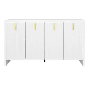Aparador moderno - con estantes ajustables - tiradores dorados - Blanco
